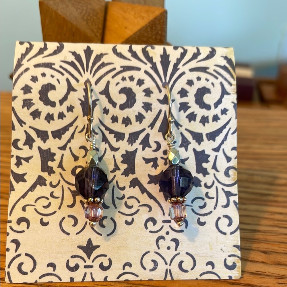 Stunning Handmade Purple and Sterling Silver Dangle Earrings